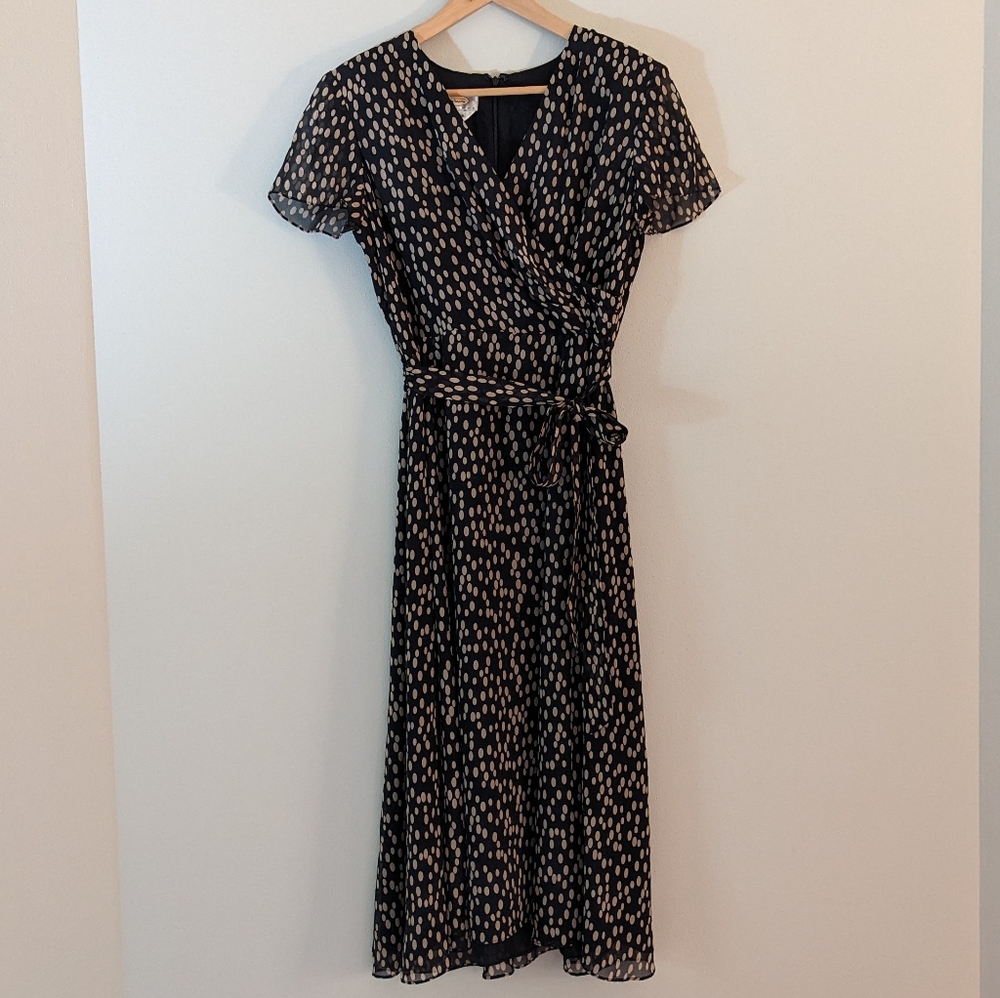 Silk Faux Wrap Midi Dress